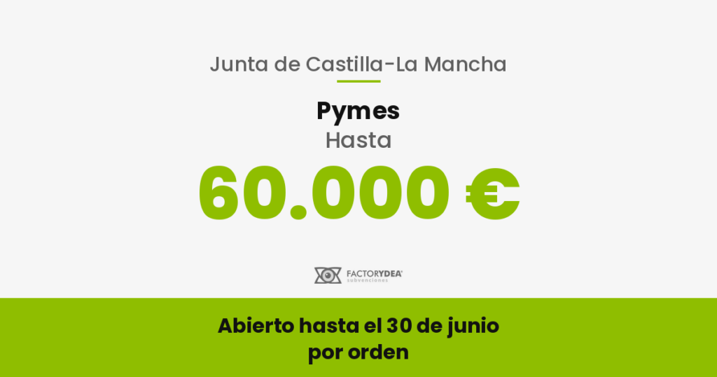 bono-crecimiento-pyme-castilla-la-mancha-2026-4 Pymes · Hasta 60.000 € · para planes de estrategia, sostenibilidad, exportación y digitalización (Abierto hasta el 30 de junio · por orden)