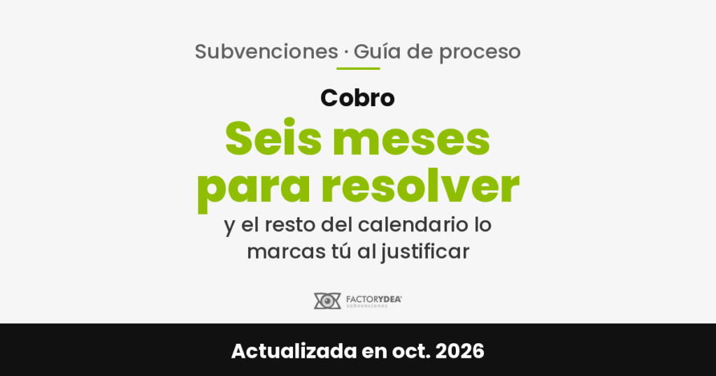 Cobro · Seis meses para resolver · y el resto del calendario lo marcas tú al justificar