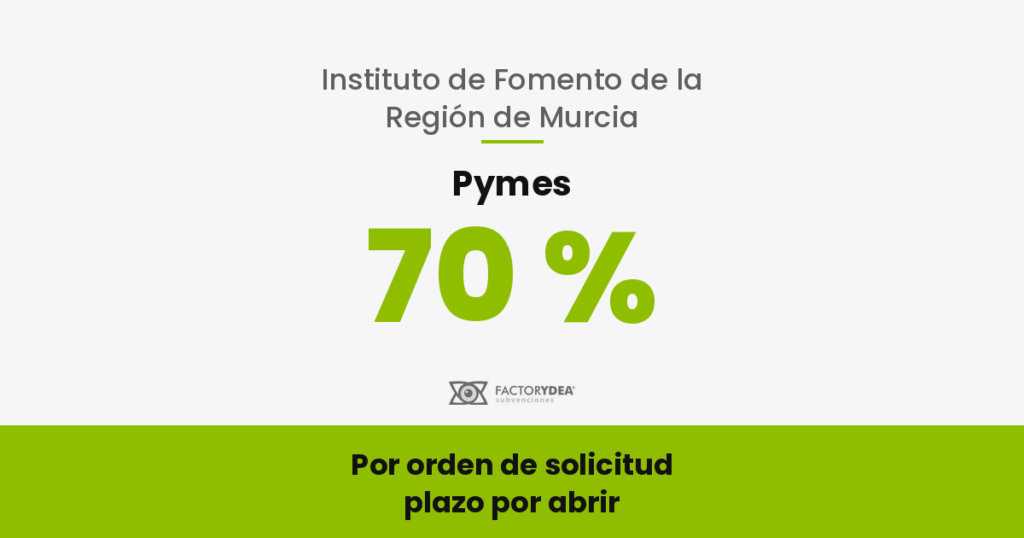 Pymes · 70 % · del coste sin IVA de cada servicio de IA, ciberseguridad o automatización, con un tope por servicio; el 85 % en sectores RIS4 (Por orden de solicitud · plazo por abrir)